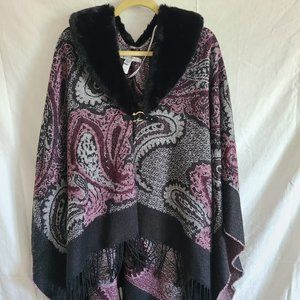 Andrew Marc Sweater Wrap w/Removable Faux Fur Collar